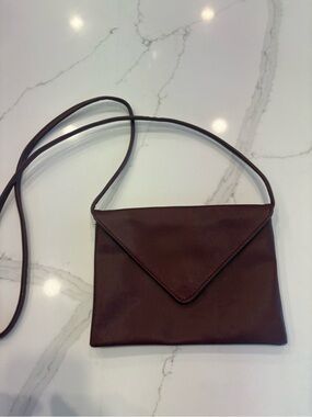 Leather Envelope Crossbody Bag - Maroon